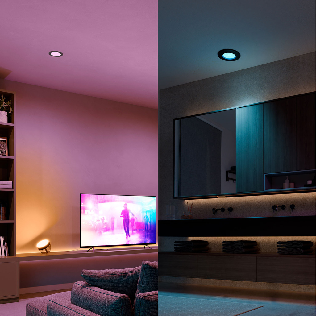 Slim Downlight S 90mm White and Color Ambiance Svart 1-pack