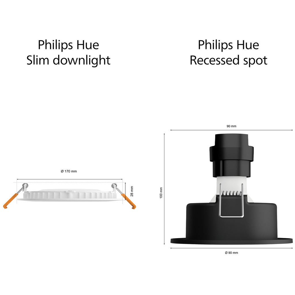 Slim Downlight L 170mm White and Color Ambiance Vit 1-pack