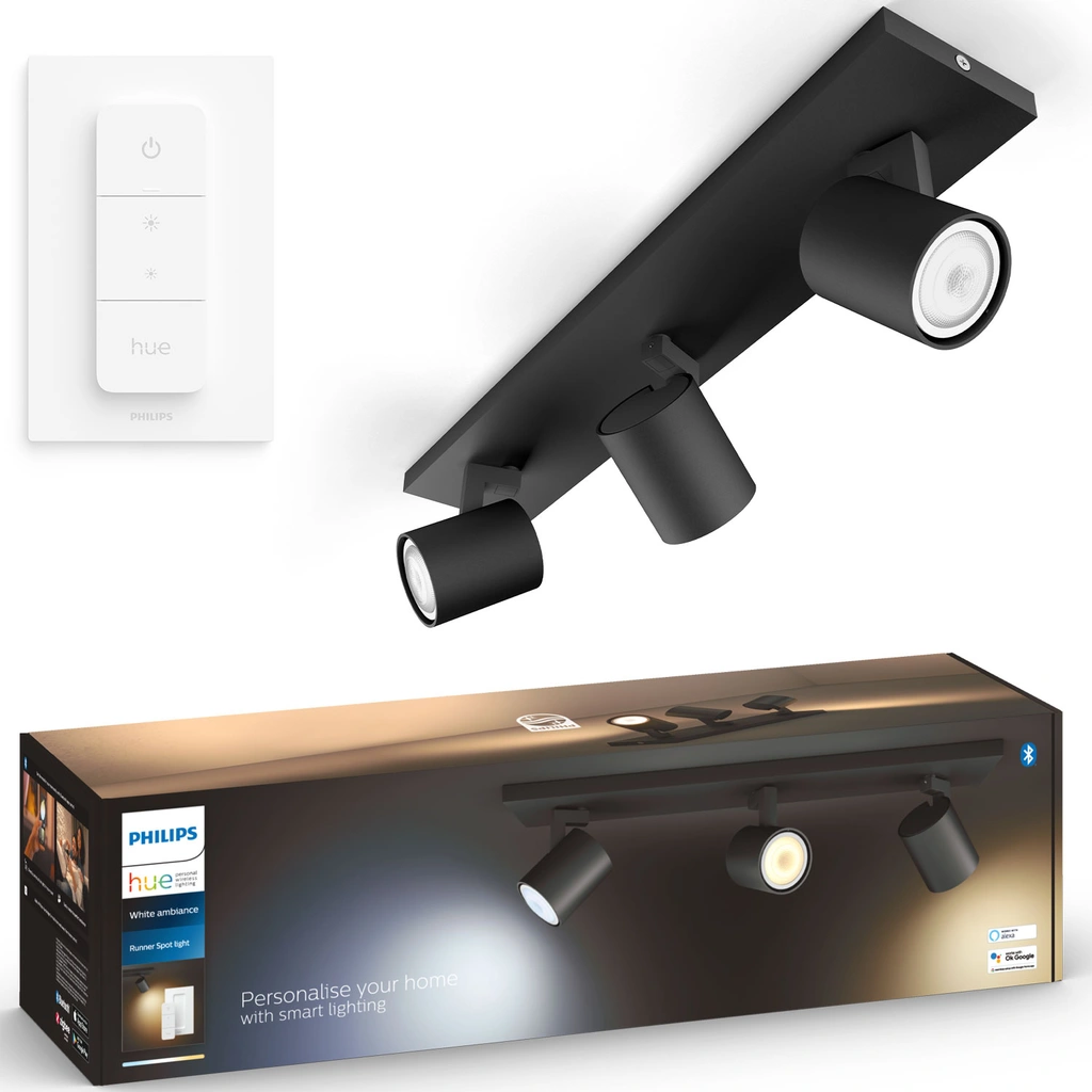 Runner White Ambiance 3 spotlights 1200 lm Svart