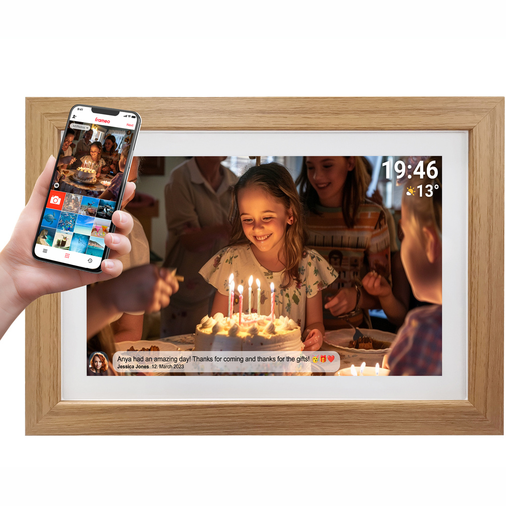 Smart fotoram 15,6" Full HD Wifi FRAMEO programvara PFF-1543LW Ljust trä