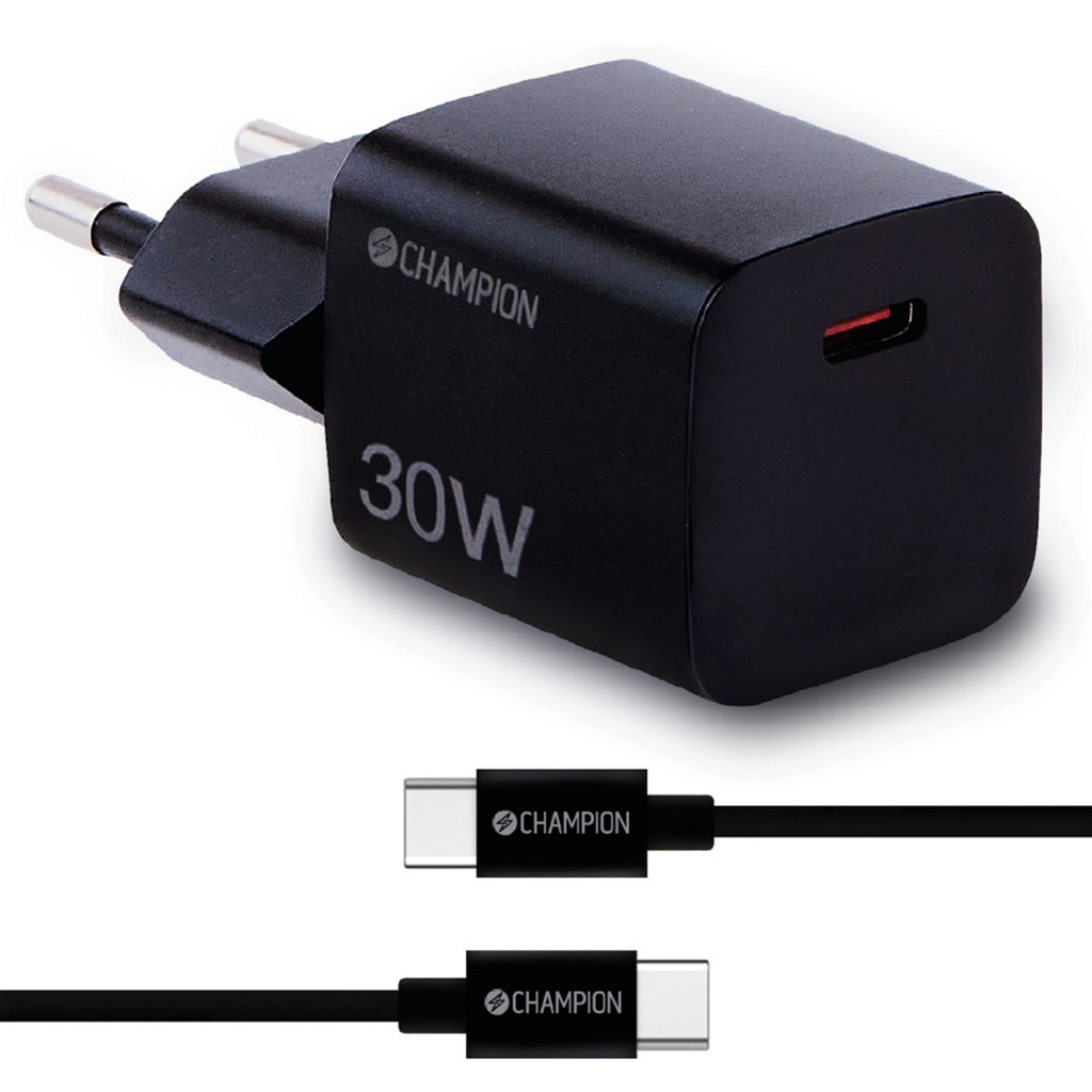 Laddare 30W + USB-C Kabel Svart