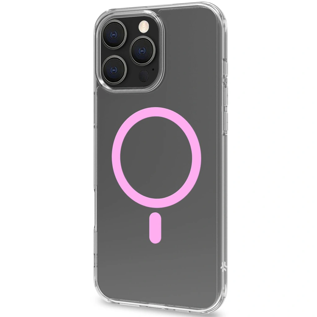 Gelskinmag Magnetic Cover MagSafe iPhone 16 Pro Max Transparent + Rosa