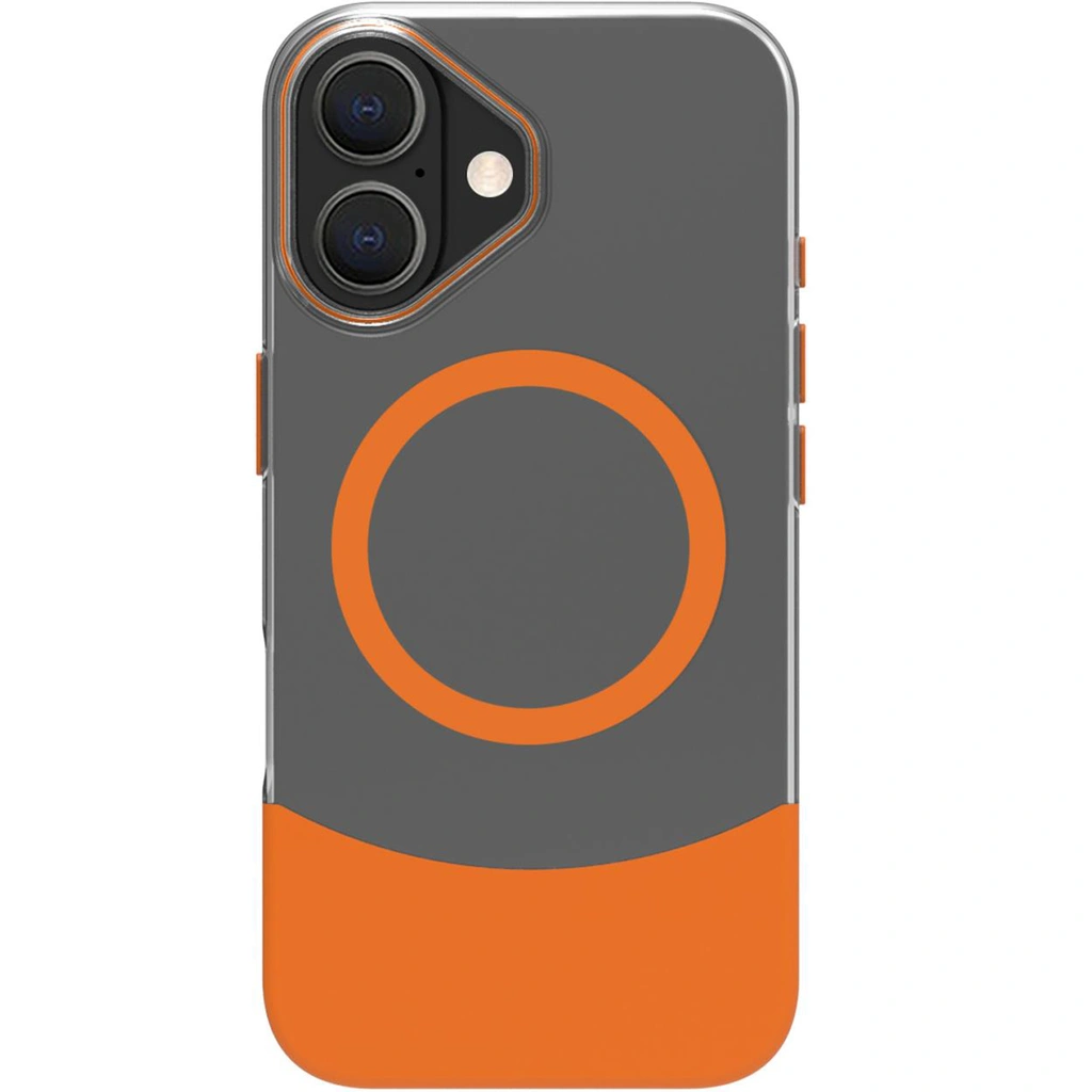 Magdual MagSafe-kompatibelt skal iPhone 16 Orange + Transparent