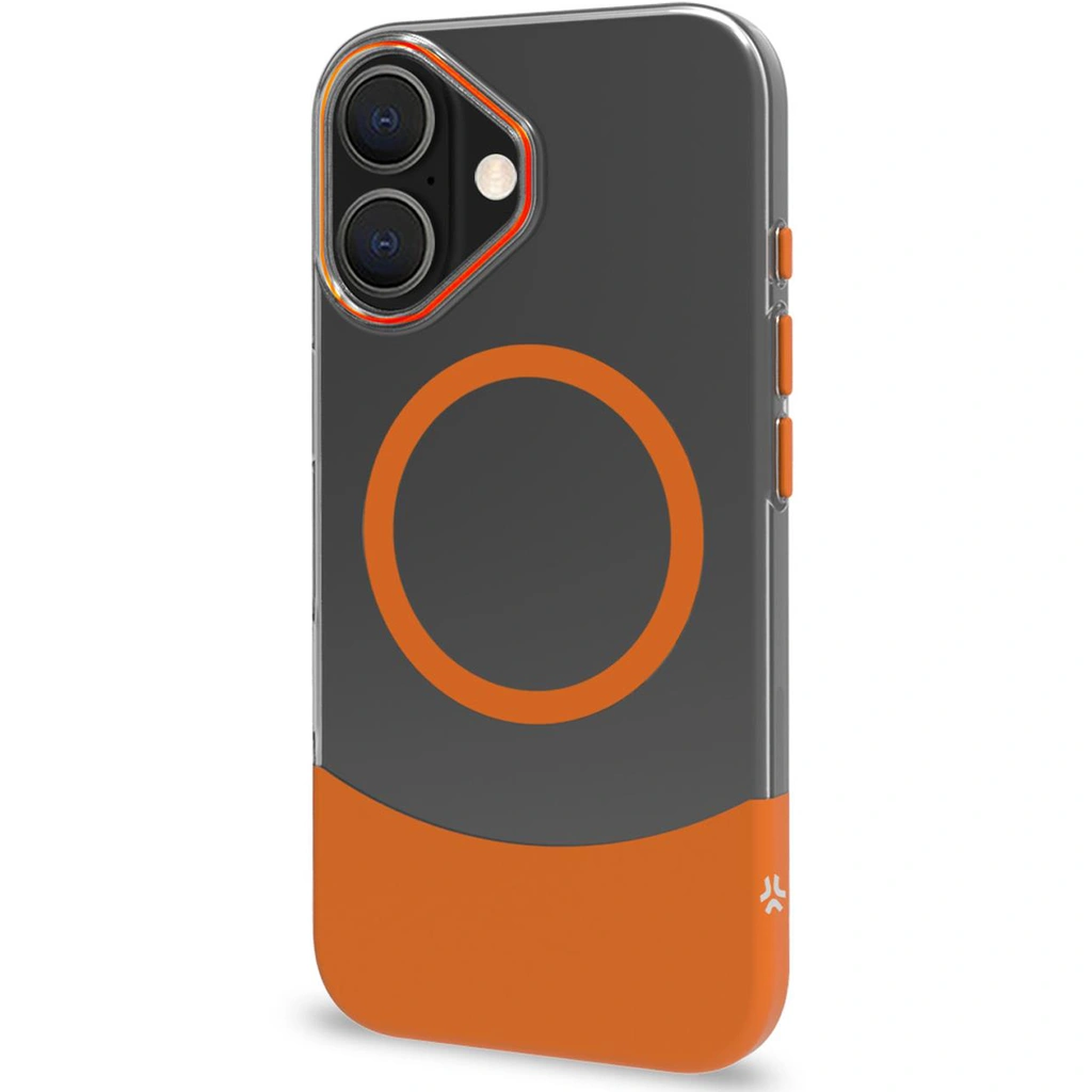 Magdual MagSafe-kompatibelt skal iPhone 16 Orange + Transparent