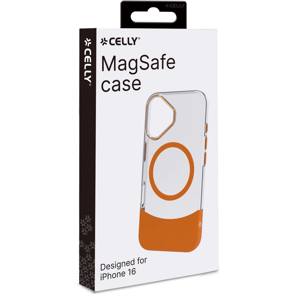 Magdual MagSafe-kompatibelt skal iPhone 16 Orange + Transparent
