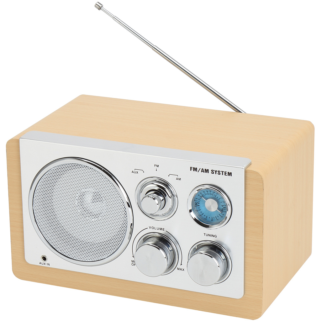 Radio FM AM AUX Analog inställning TR-63LW Ljust trä