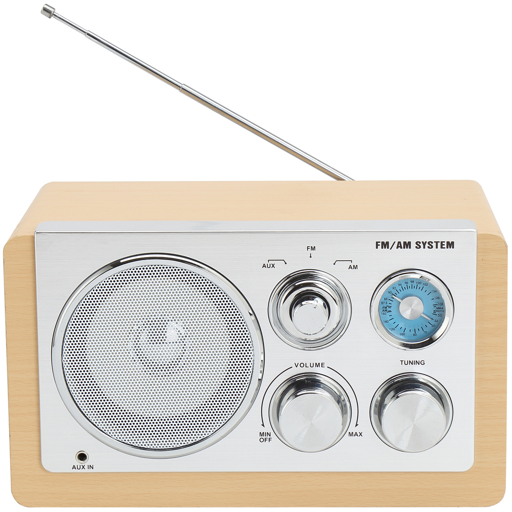 Radio FM AM AUX Analog inställning TR-63LW Ljust trä