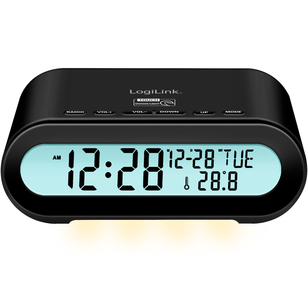 Klockradio Temp/Luftfuktighet USB-C/Batteridrift Svart
