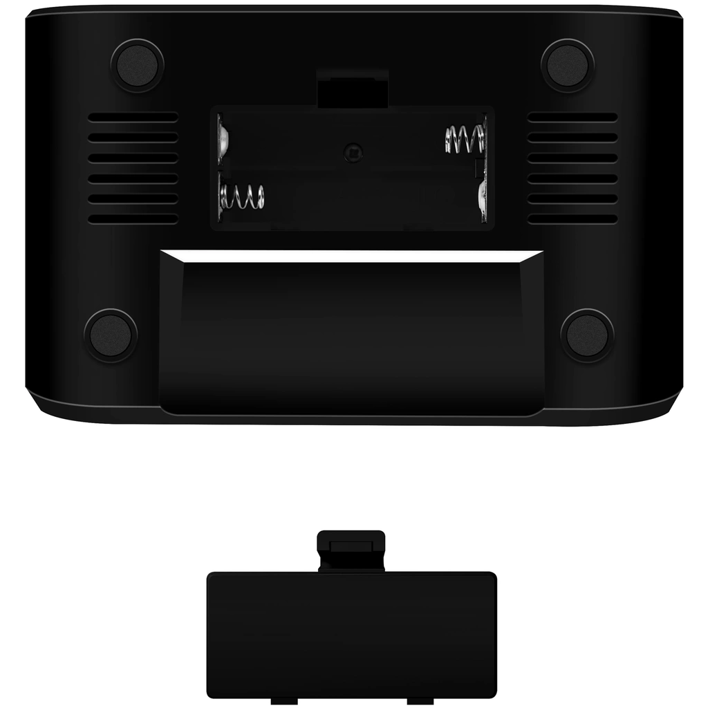 Klockradio Temp/Luftfuktighet USB-C/Batteridrift Svart