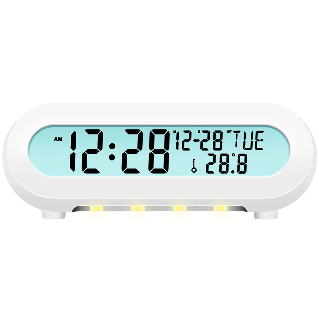Klockradio Temp/Luftfuktighet USB-C/Batteridrift Vit
