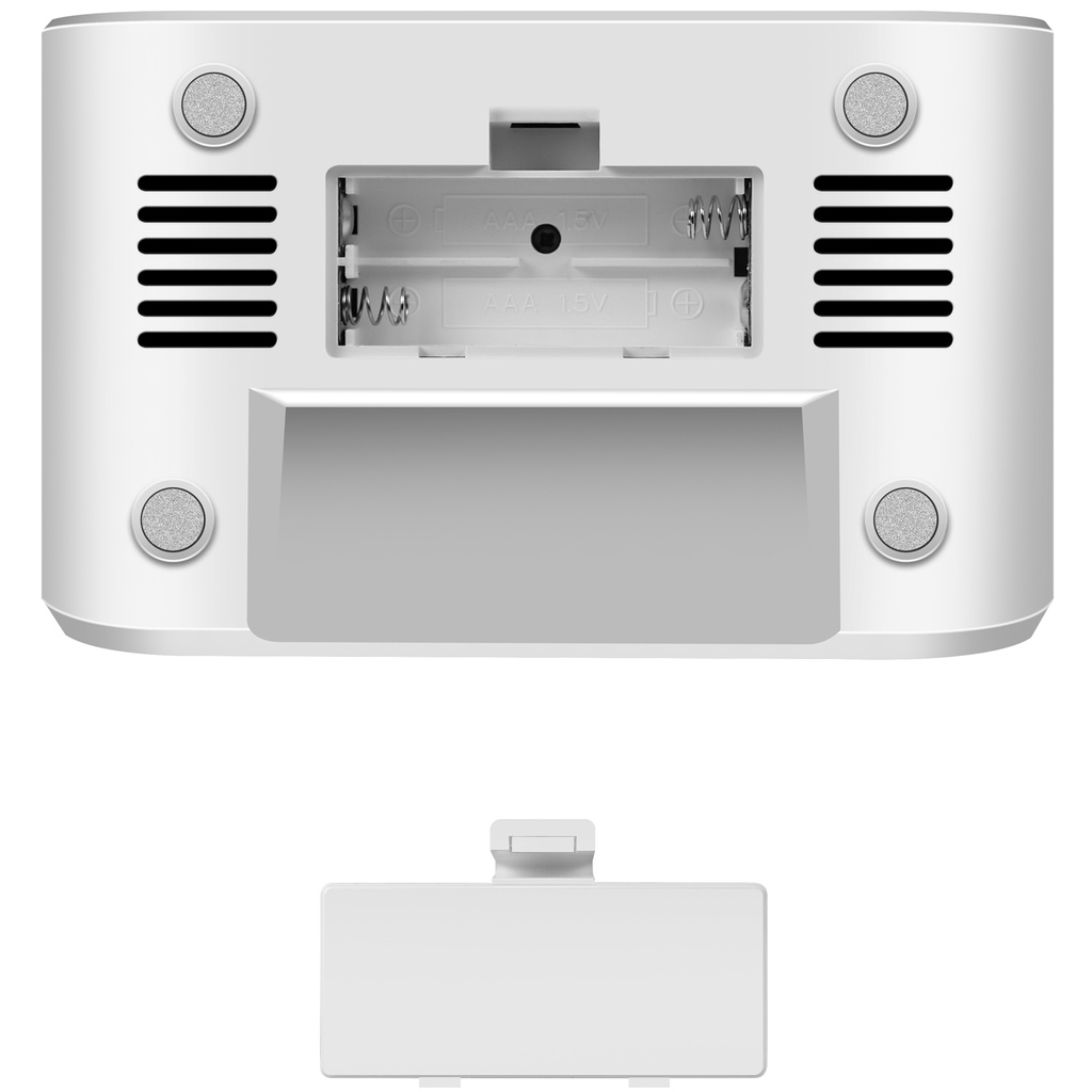 Klockradio Temp/Luftfuktighet USB-C/Batteridrift Vit