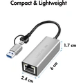 USB-A/USB-C -> 2,5 Gigabit Nätverksadapter RJ45