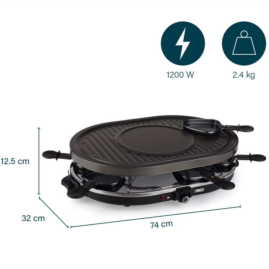 Raclette 8 Oval Grill Party 162700 43X30cm Grill Plate