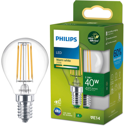 LED E14 Klot P45 2,3W (40W) Klar 485lm 2700K Energiklass A