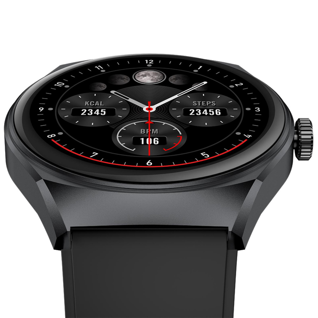 Trainerhalo Smartwatch med rund urtavla Svart