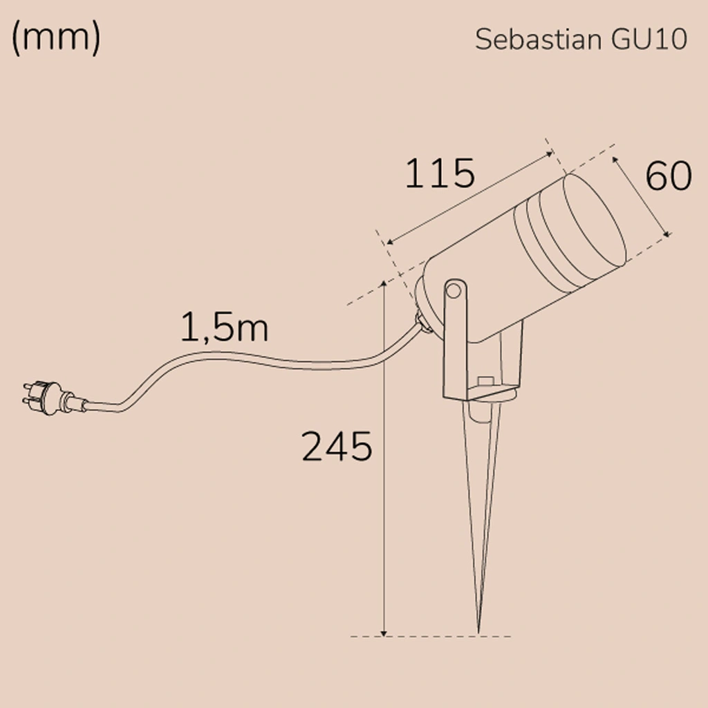 Sebastian Ground spotlight GU10 Max. 35W 230V IP65 Anthracite
