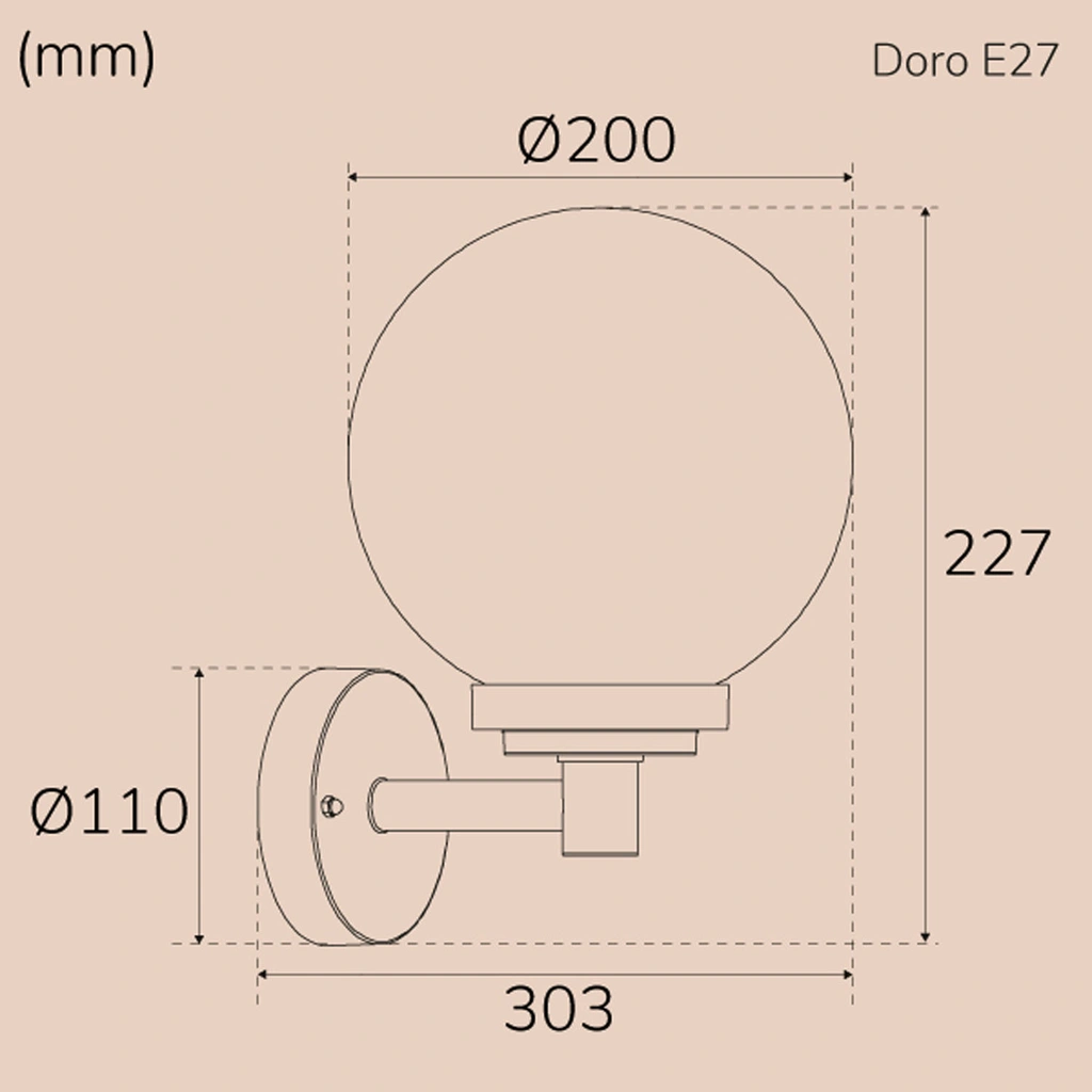 Doro Väggarmatur E27-sockel IP44 Corten
