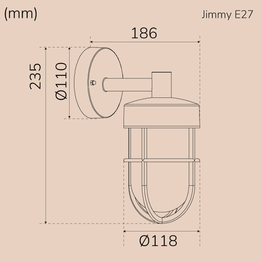 Jimmy Väggarmatur E27-sockel IP44 Corten