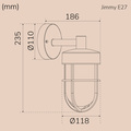 Jimmy Väggarmatur E27-sockel IP44 Corten