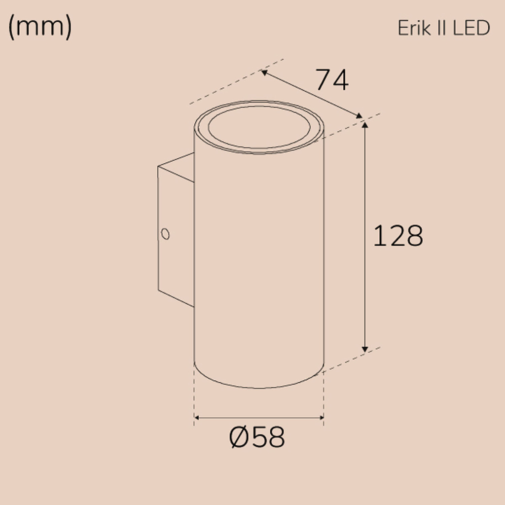 Erik II Väggarmatur LED IP65 3000K 6W 494lm Antracit