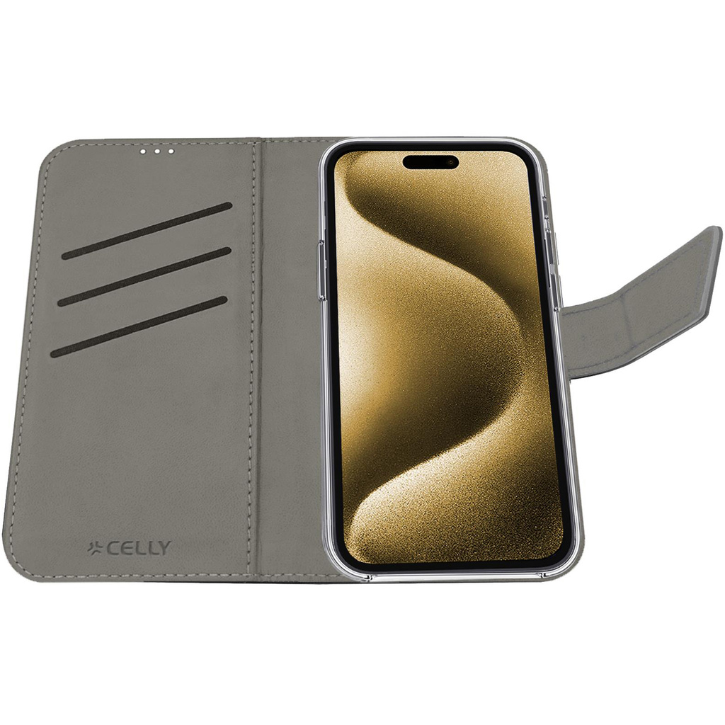 Wally Wallet Case iPhone 16 Plus Svart