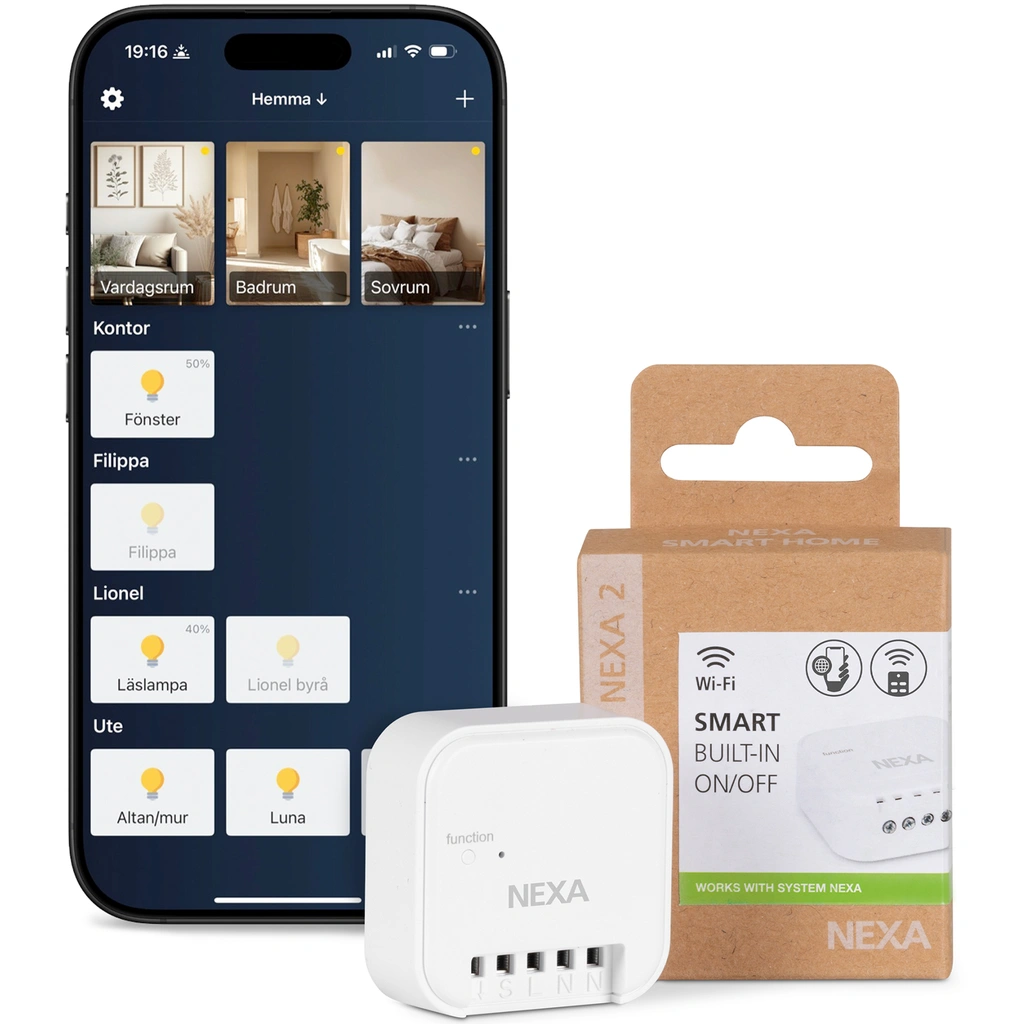 WBR-01 Smart Inbyggnadsmottagare På/Av 1800W System Nexa 2 WiFi/433 