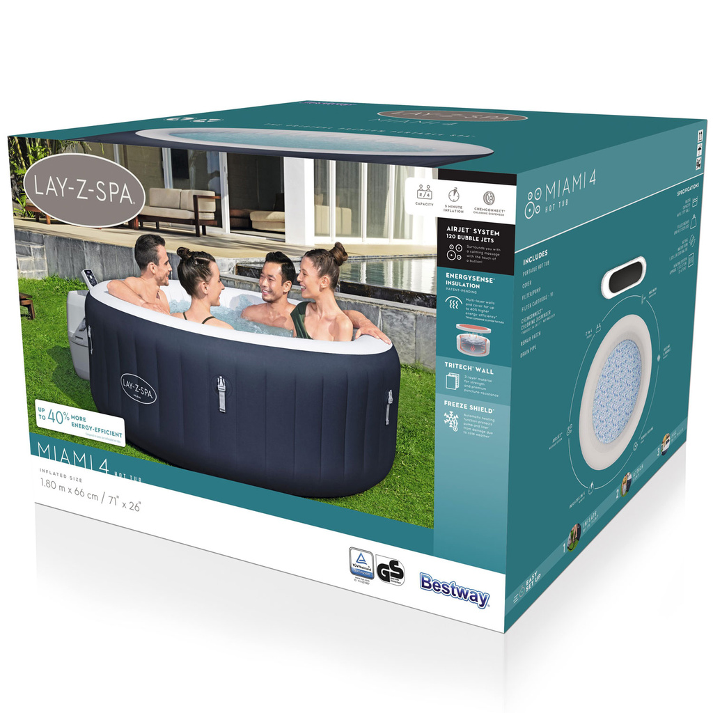 Lay-Z-Spa® Miami EnergySense AirJet 4 Mörkblå 1.80m x 66cm