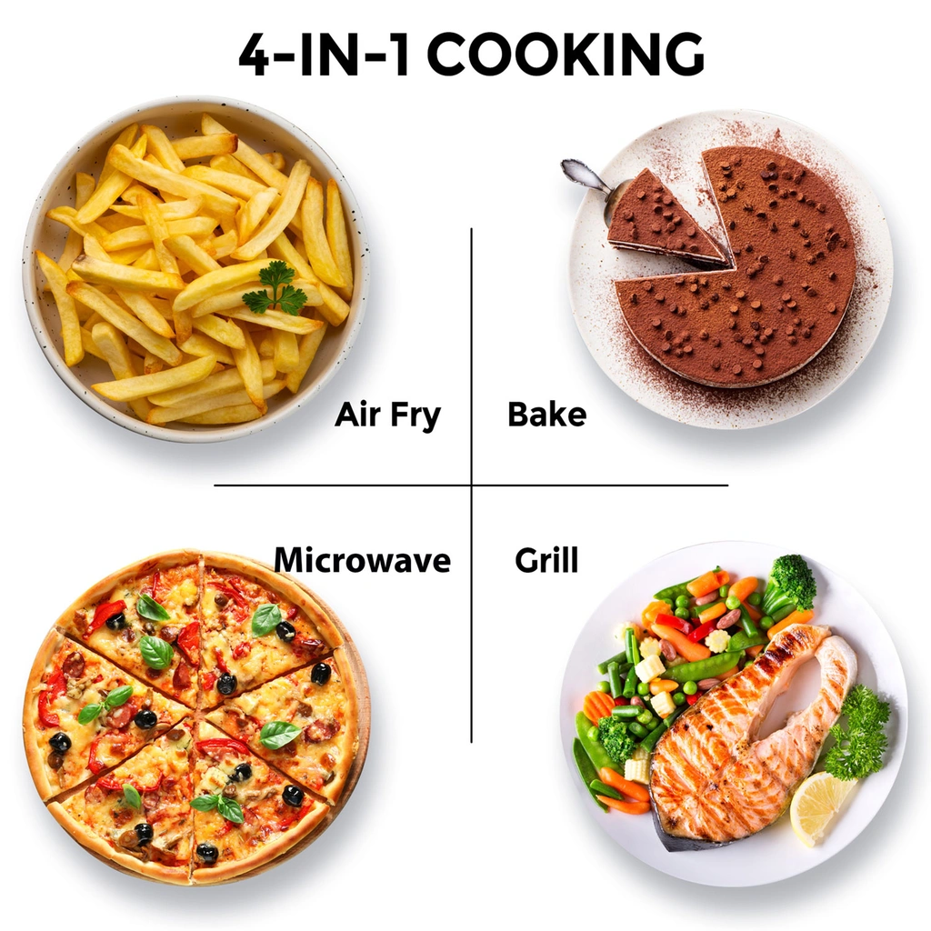 Mikrovågsugn 26L, 3 i 1 Grill/Airfryer 900/1000/2100W