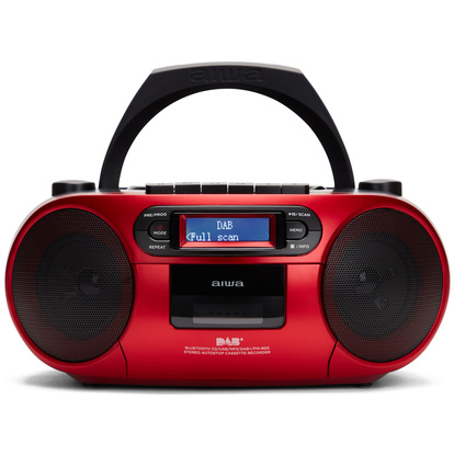 Radio med CD-spelare, Kassettband och Bluetooth Röd