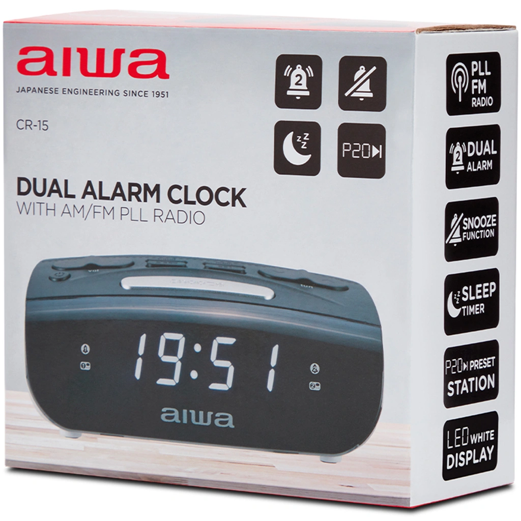 Klockradio med dubbla alarm