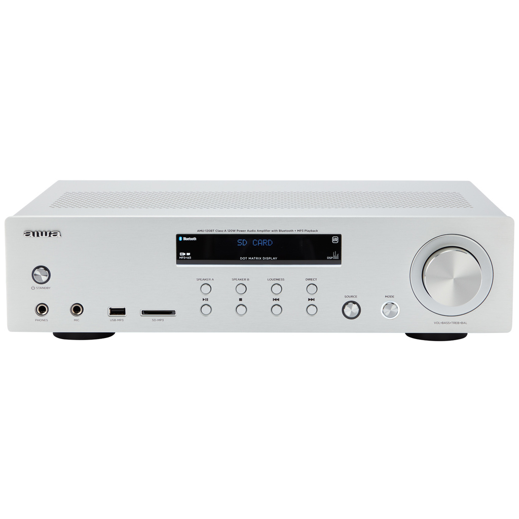 Förstärkare med Bluetooth 2 x 60 Watt RMS Silver