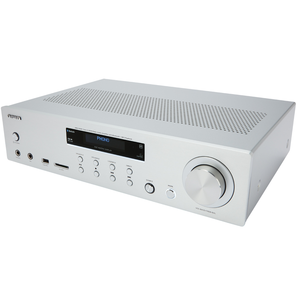 Förstärkare med Bluetooth 2 x 60 Watt RMS Silver