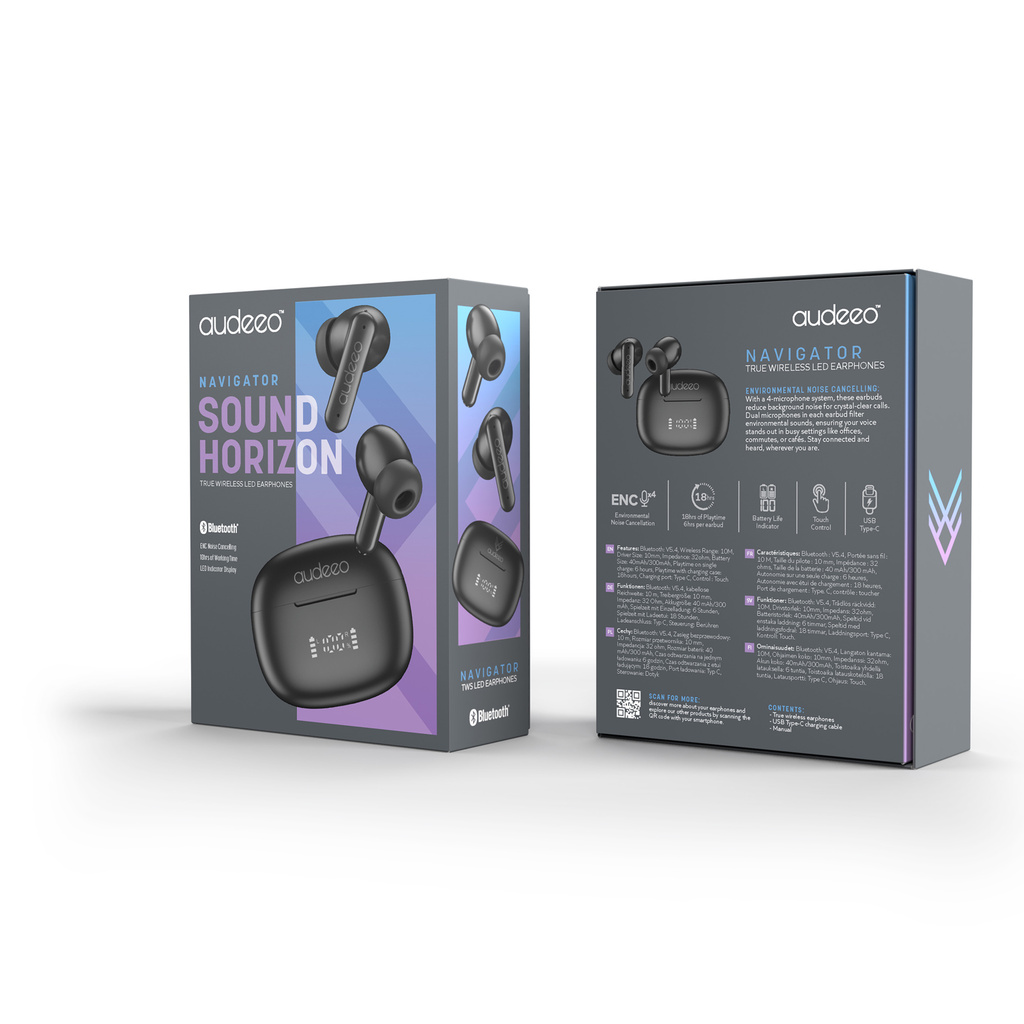 Hörlurar In-Ear TWS ENC LED Navigator Svart