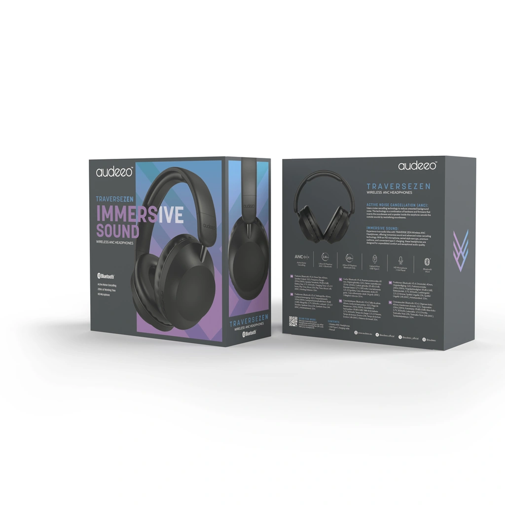 Hörlurar Over-Ear ANC Traversezen Svart