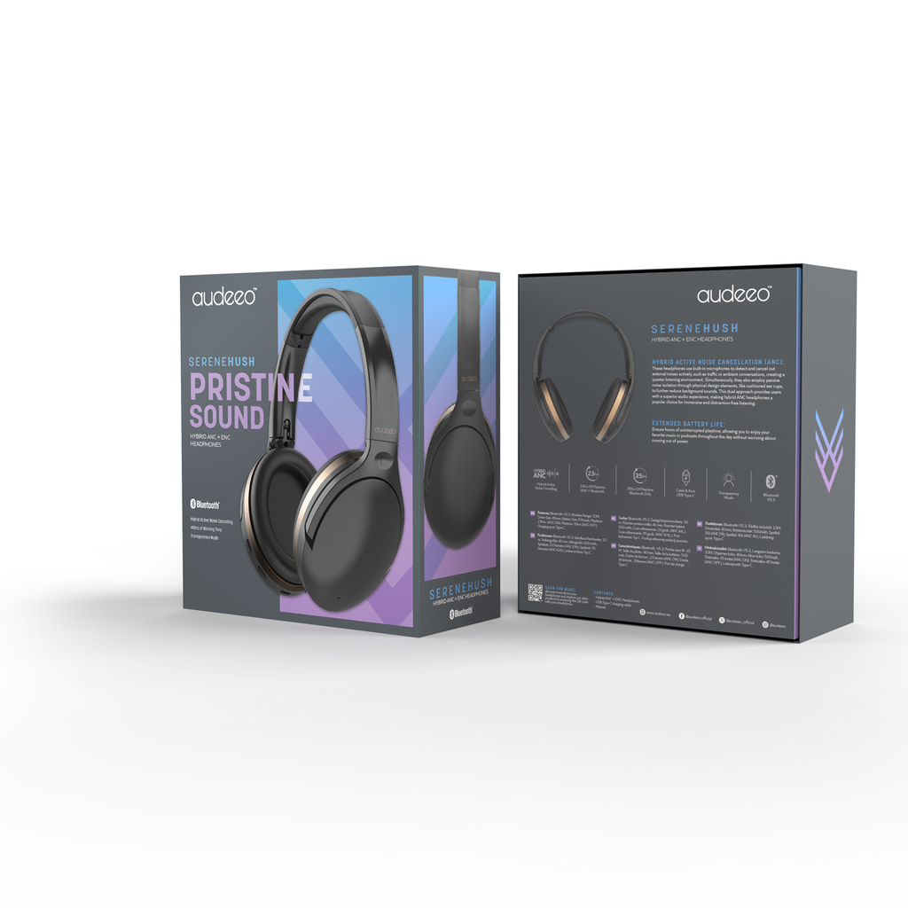 Hörlurar Over-Ear Hybrid ANC ENC Serenehush Svart