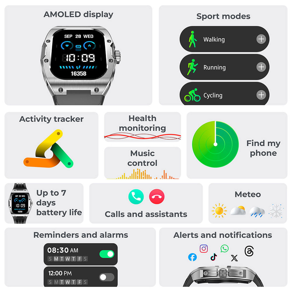Smartklocka Hero AMOLED - Svart