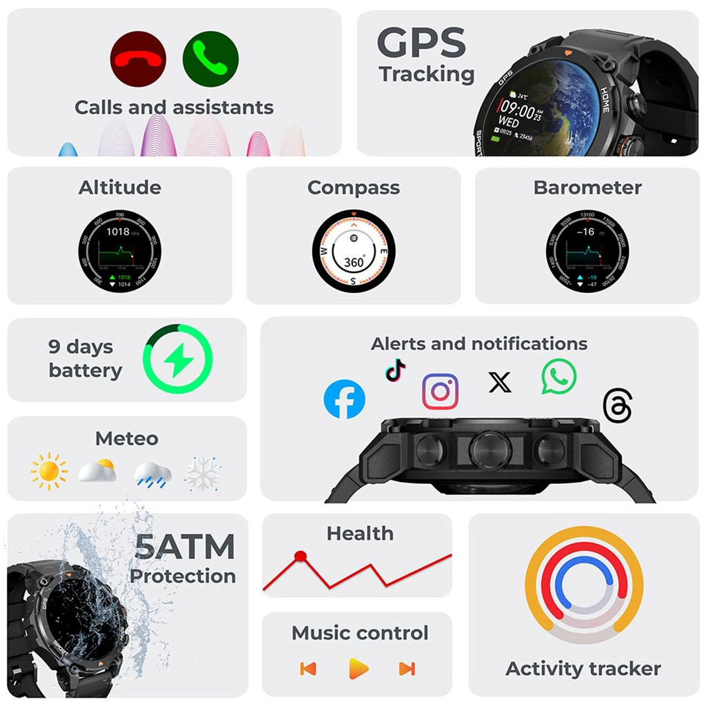 Smartklocka Explorer GPS - Svart