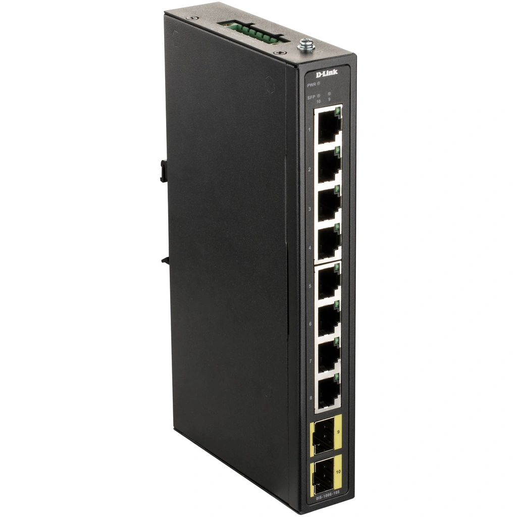 DIS-100G-10S 8-port Gigabit Industrial Switch with 2 x 100/1000M SFP