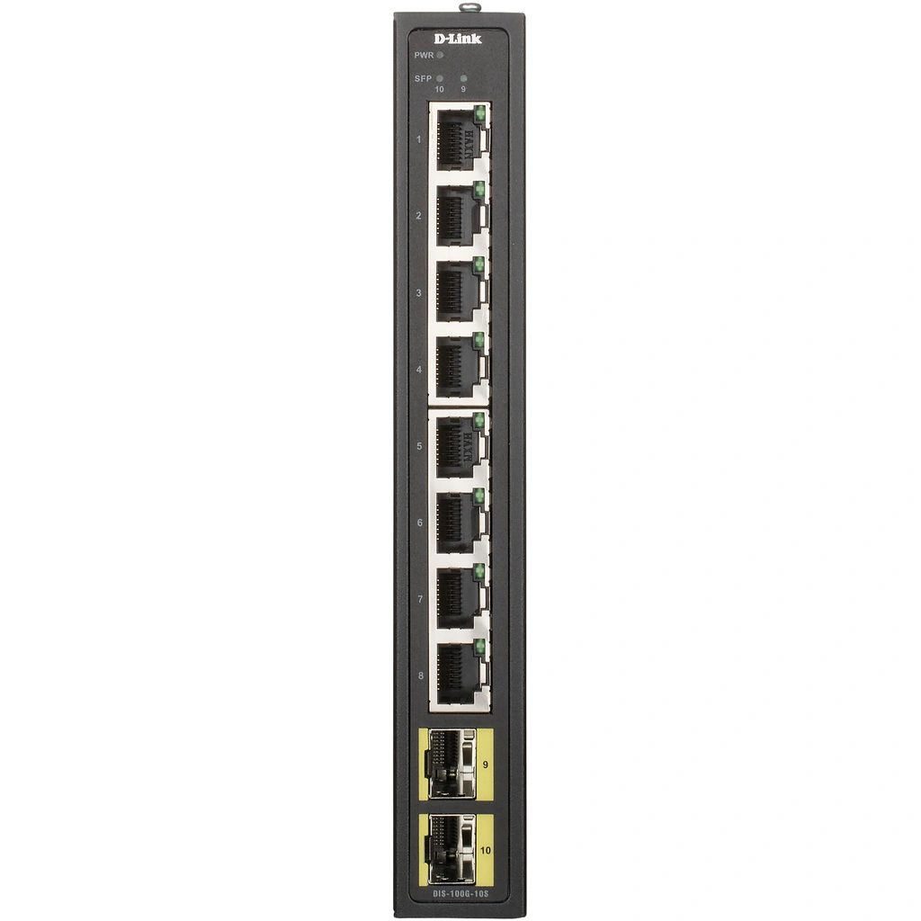 DIS-100G-10S 8-port Gigabit Industrial Switch with 2 x 100/1000M SFP
