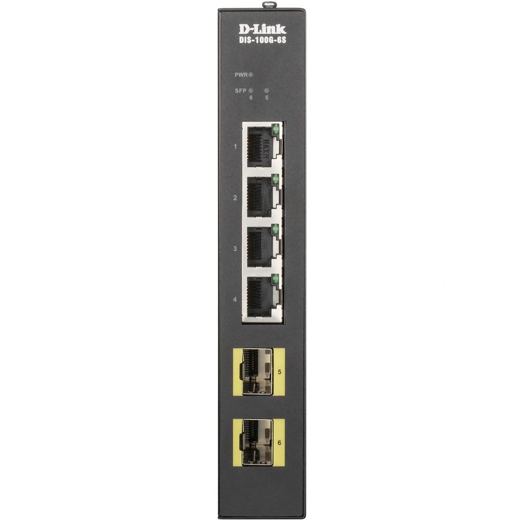 DIS-100G-6S 4-port Gigabit Industriell Switch med 2 x 100/1000M SFP
