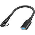 USB-C to USB-A OTG cable Angled 15W 0.15m Black