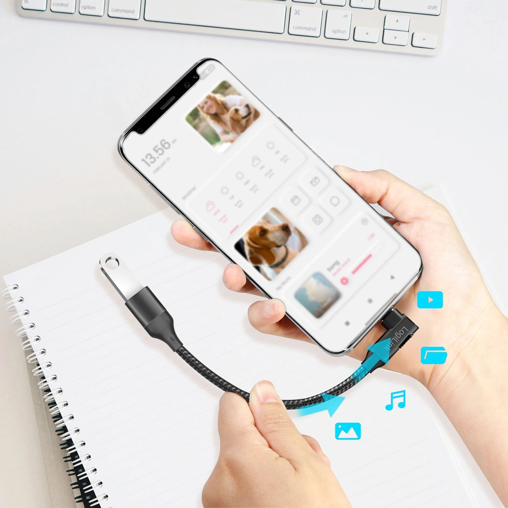 USB-C to USB-A OTG cable Angled 15W 0.15m Black