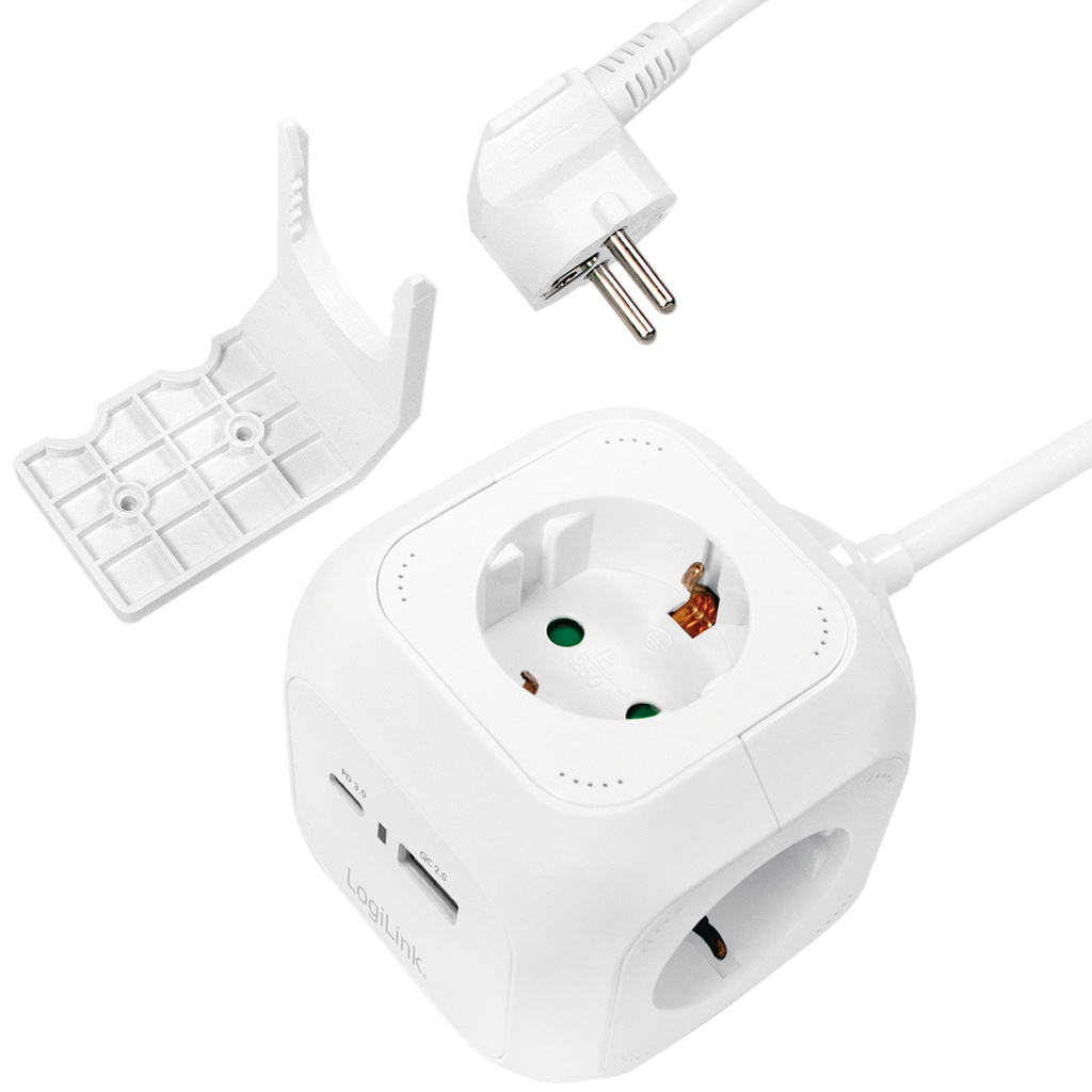 Power Cube Multi-grenuttag + USB-A/USB-C PD 20W