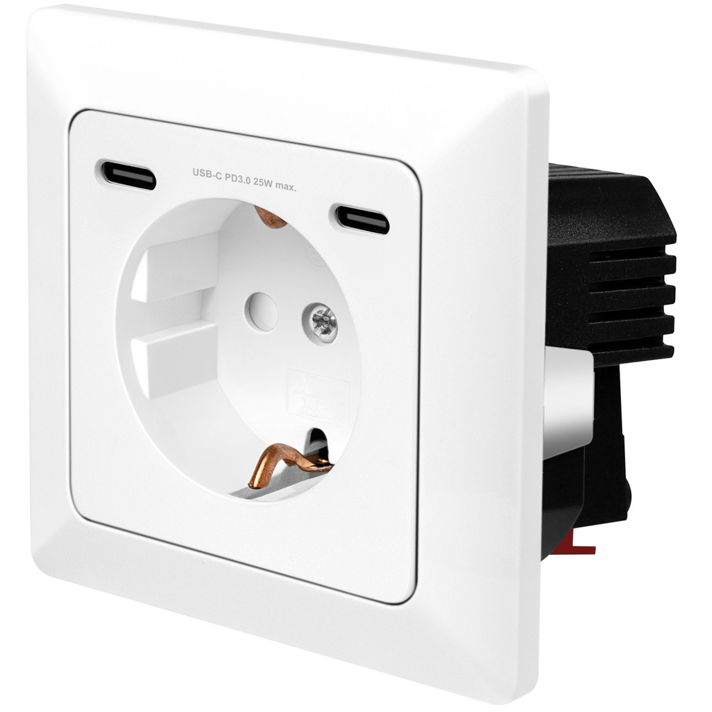 Wall socket 230V with 2xUSB-C PD 25W