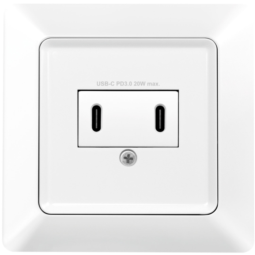 Vägguttag med 2xUSB-C PD 25W