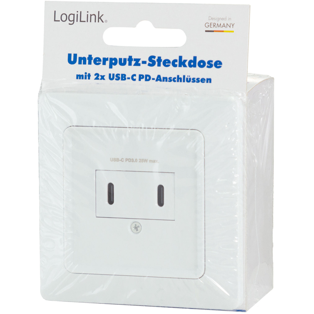 Vägguttag med 2xUSB-C PD 25W