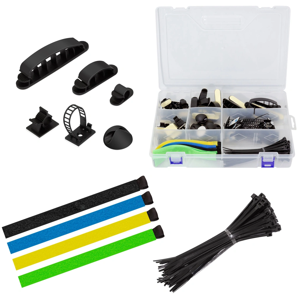 Kabelhanteringsset med 8 artiklar 128 delar Blandade färger