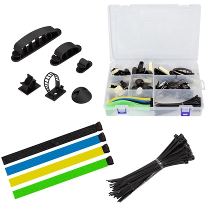 Kabelhanteringsset med 8 artiklar 128 delar Blandade färger