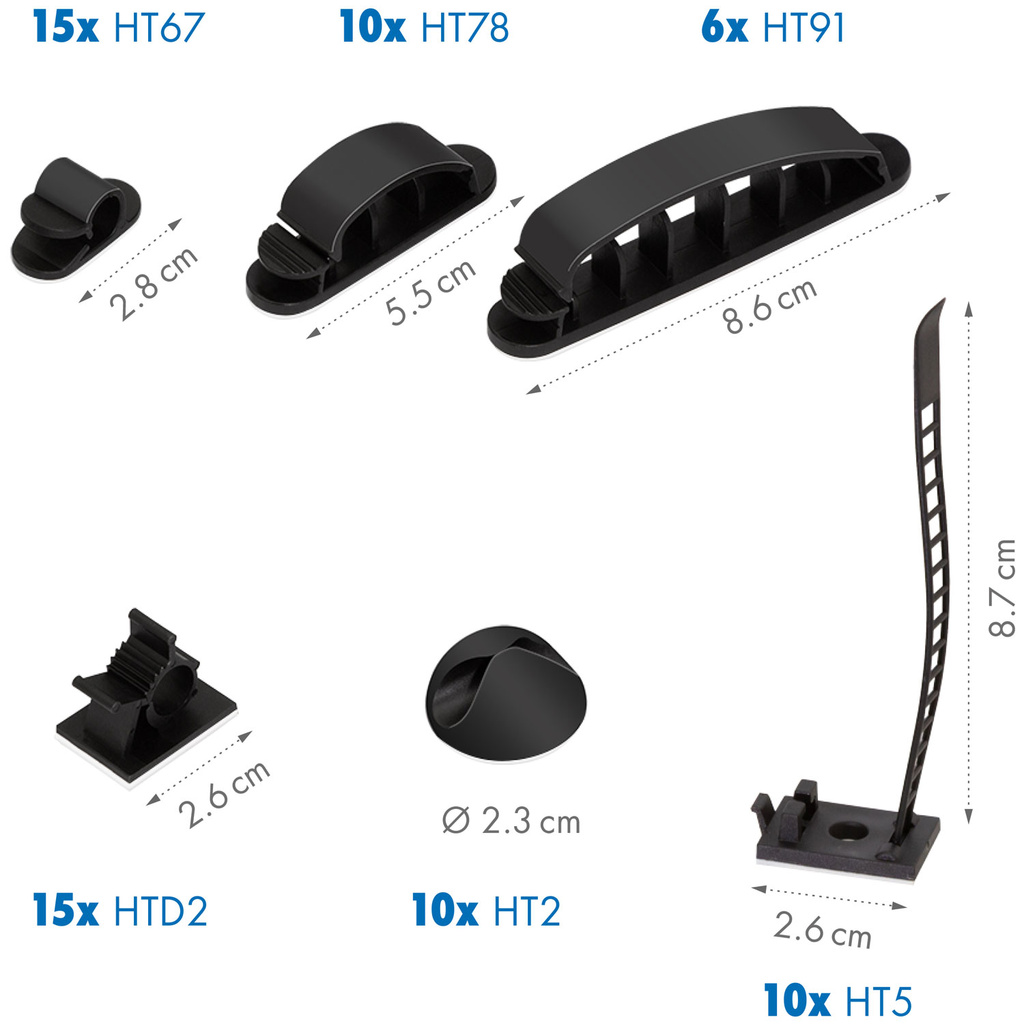 8-Piece Cable Management Set 128 Pieces Assorted Colours