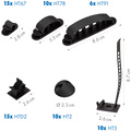 8-Piece Cable Management Set 128 Pieces Assorted Colours